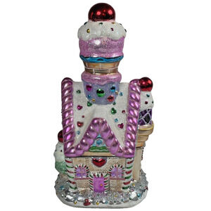 RADKO Glass Sugar Shack Gingerbread House Christmas Container Jar Village 2005